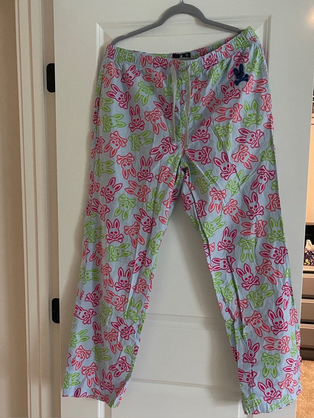 Psycho Bunny Pink blue & Lime Bunny-Print mensPajama Pants